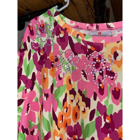 NWT Womens Quacker Factory Pink Hello Spring Floral and Bling Maxi Dress Size 1X - Picture 7 of 11